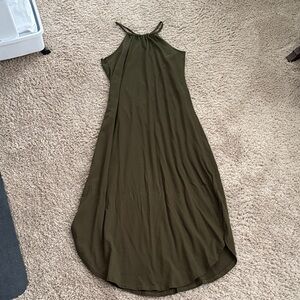 Chic High Low Halter Dress in Olive